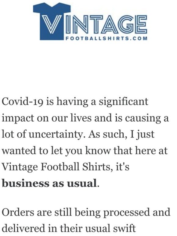 Update from Tomas at Vintage Football Shirts