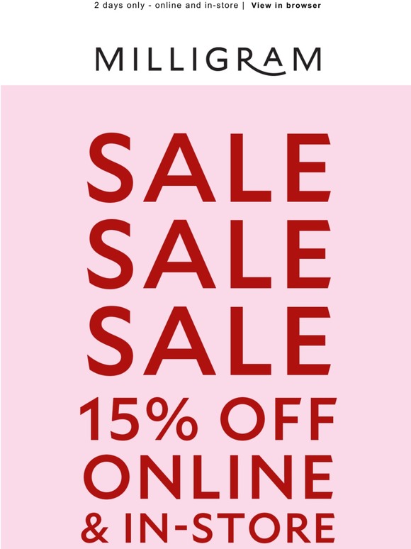 15% off storewide for Afterpay Day!