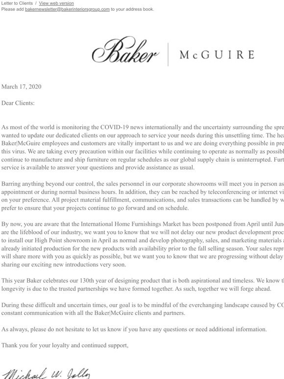 Letter to Clients