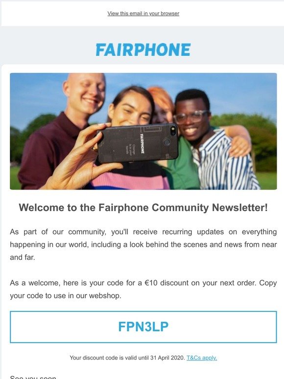 Thanks for joining the Fairphone Community!