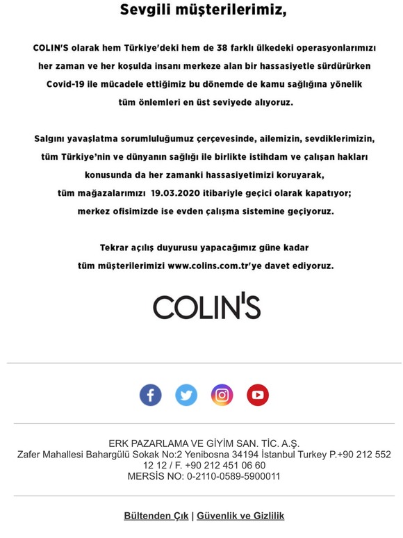 Müşterilerimizin Dikkatine Covid-19 Önlem Bilgilendirmesi