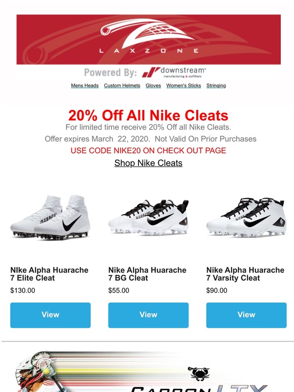 20% Off All Nike Cleats