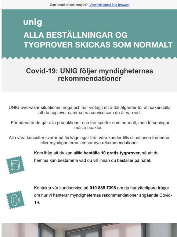 ALLA BESTÄLLNINGAR OG TYGPROVER SKICKAS SOM NORMALT