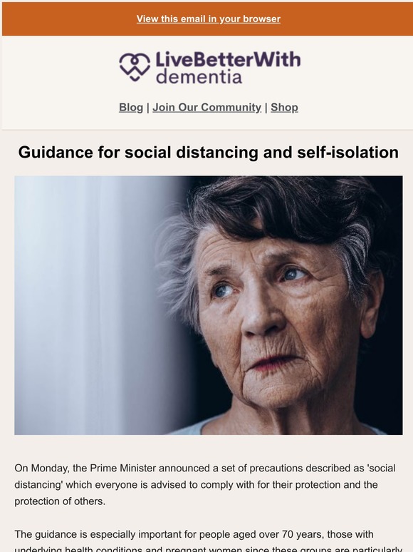 Coronavirus and dementia: social distancing and self-isolation