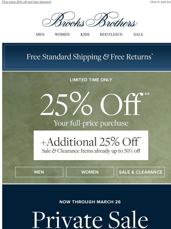 Brooks Brothers: Private Sale: $100 off 