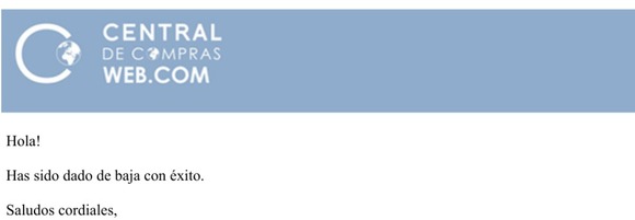 Baja de la newsletter de centraldecomprasweb