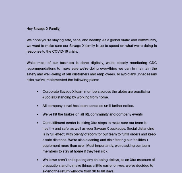 Savage X Fenty To Our Savage X Family Milled