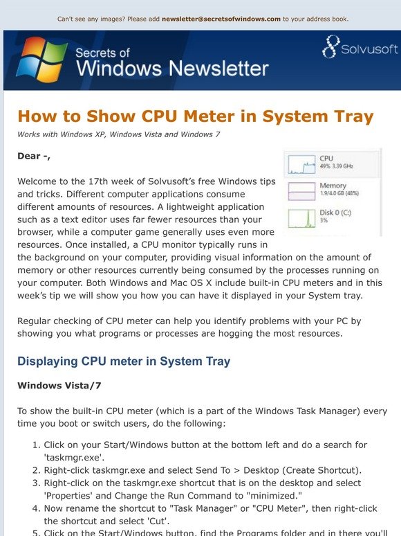 How to Show CPU Meter in System Tray