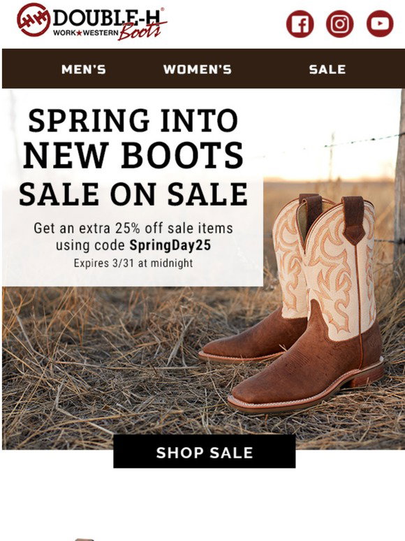 Double H: Spring into New Boots 25% Off 