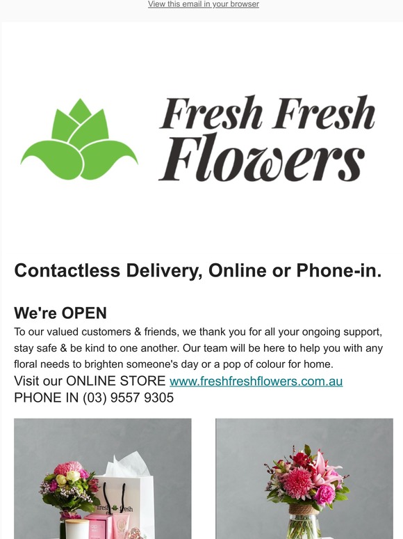 Contactless Delivery, We're OPEN