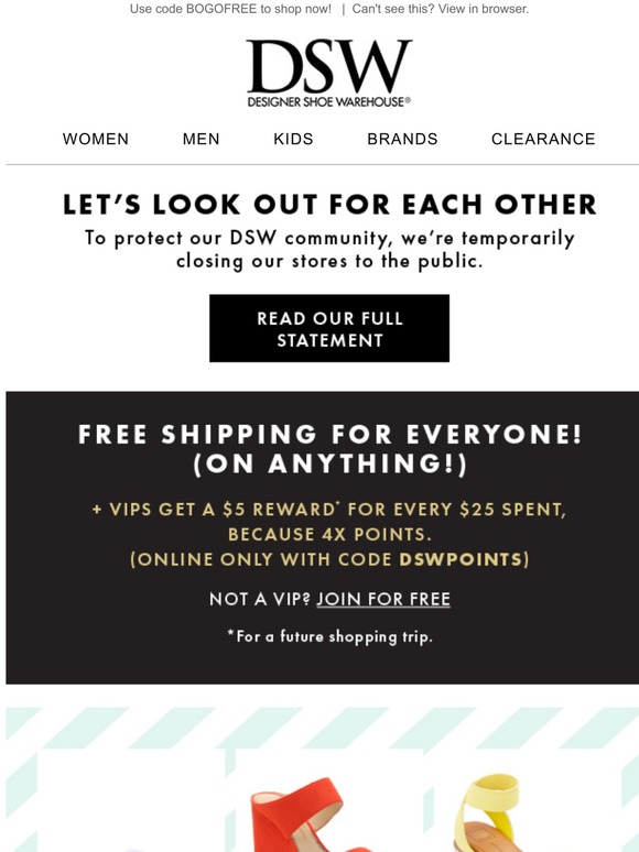 dsw free shipping