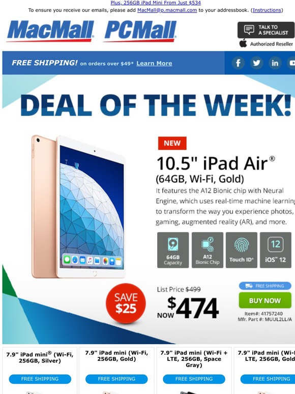 Deal of the Week! 64GB 10.5" iPad Air Only $474
