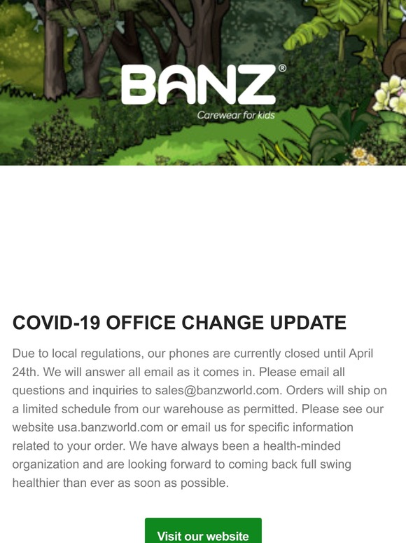 COVID-19 office change update from BANZ