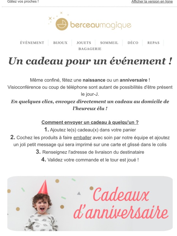 Berceaumagique Com Envoyez Un Cadeau D Anniversaire Ou De Naissance En Restant Chez Vous Milled