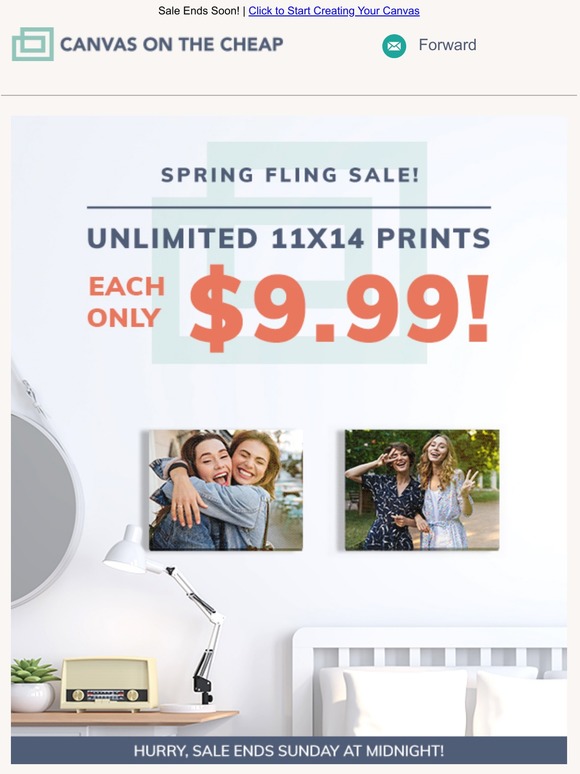 Canvas On The Cheap: Unlimited Sale! 11x14 Canvas Prints For $9.99