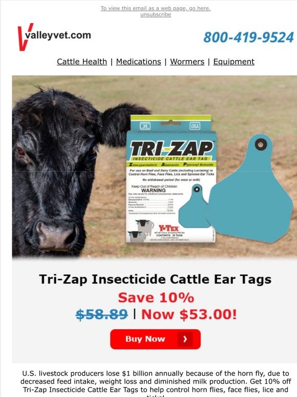 Valley Vet Supply: Get 10% Off This Insecticide Cattle Ear Tag | Milled