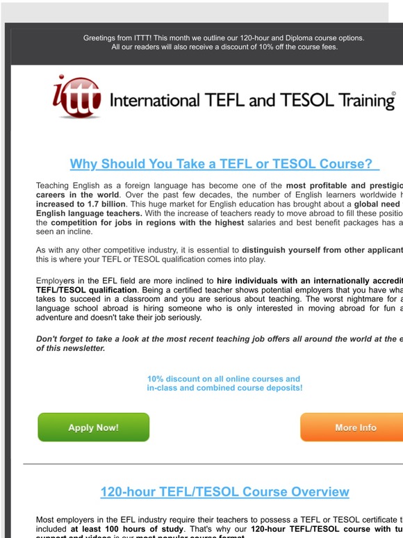 ITTT International TEFL And TESOL Training: 120-hour And 250-hour TEFL ...