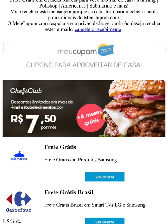 Não precisa sair de casa! Seus produtos vão até você. Confira essa seleção de Frete Grátis ;)