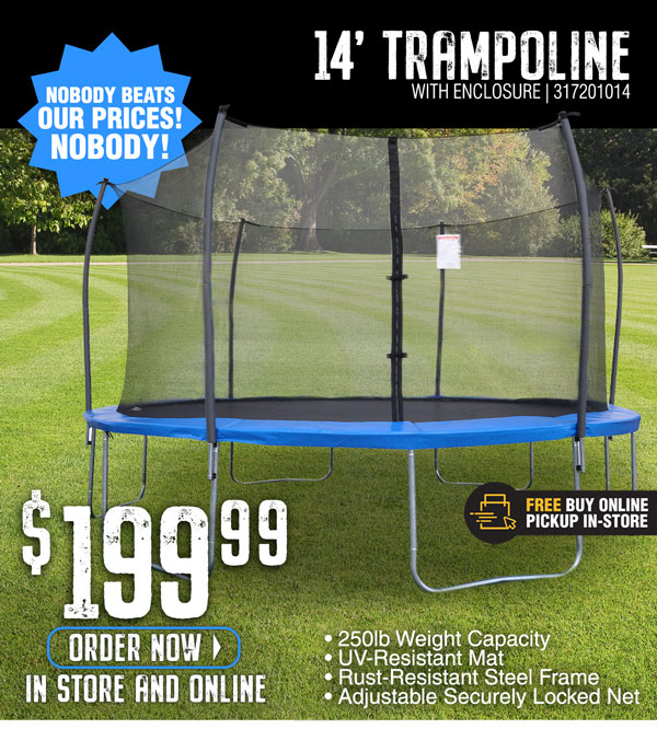 Rural 🔥 Hot Deal Trampoline w/Enclosure Only 199.99 Milled