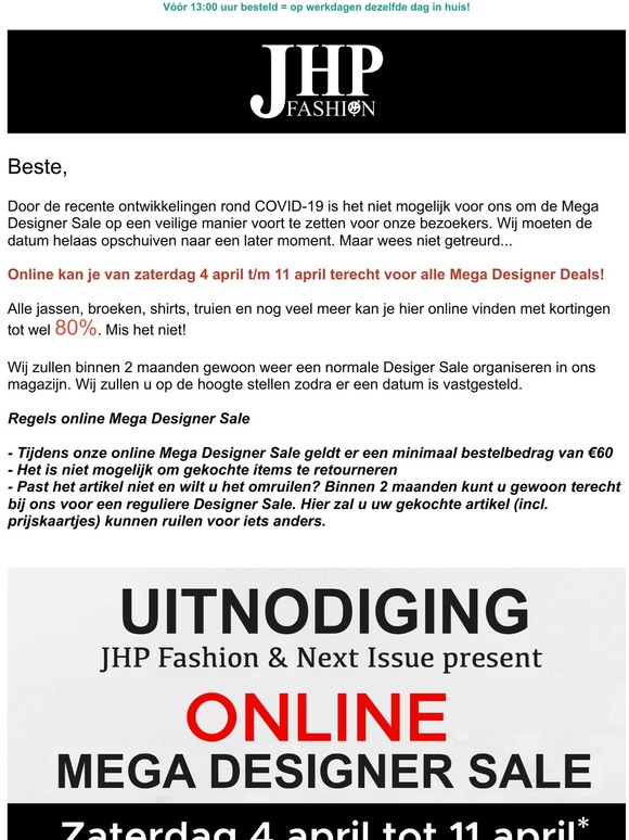 Online Mega Designer Sale | Tot 80% korting | 4 - 11 April
