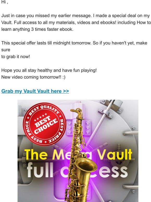 Just 48 hours left on my Vault isolation deal (Full access to all my videos and materials)