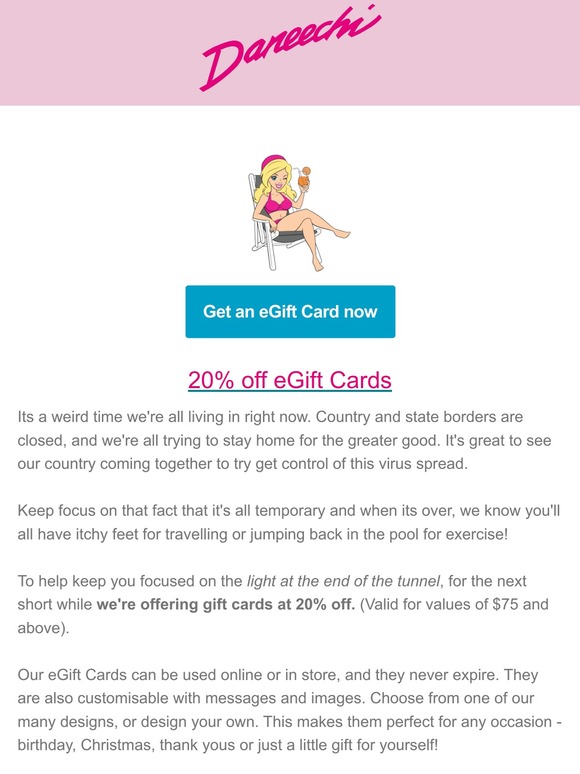 20% off eGift Cards!