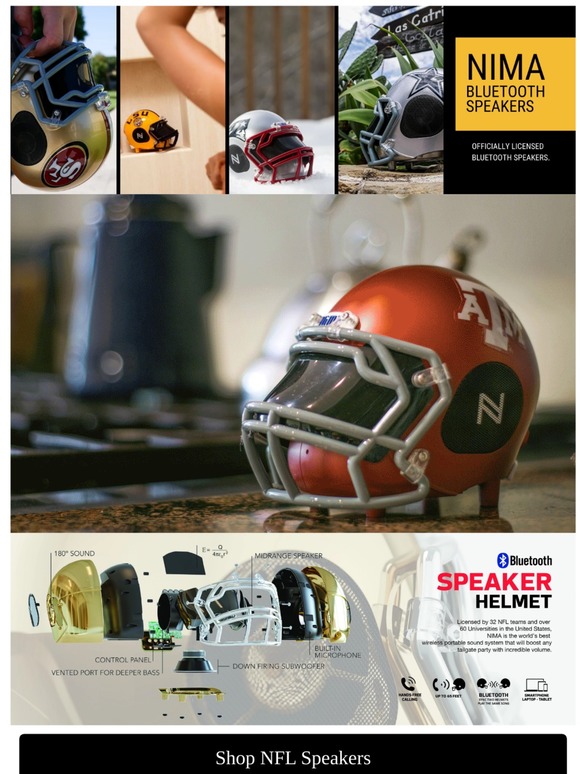 Green Bay Packers Bluetooth Speaker Helmet – NIMA Sports Audio