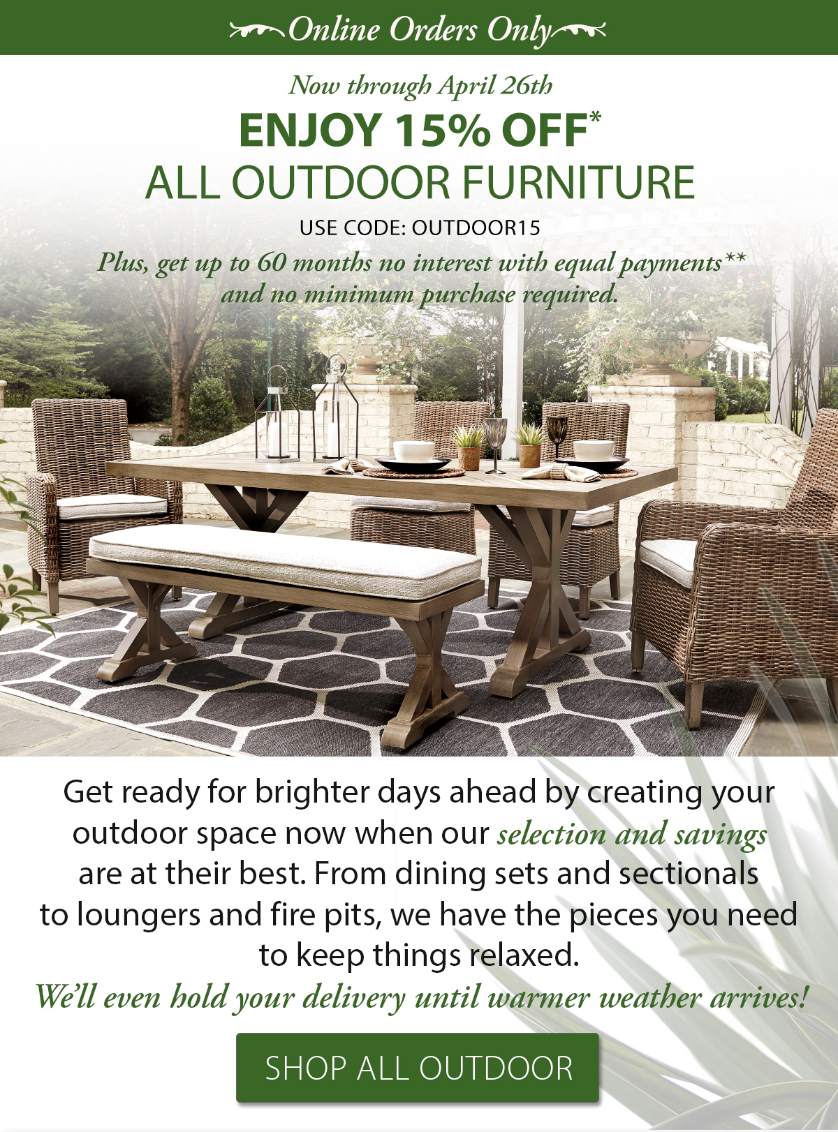 all weather outdoor furniture on Jordan S Furniture 15 Off Outdoor Furniture Online Only Milled