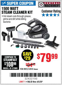harbor freight 1500 watt steam cleaner