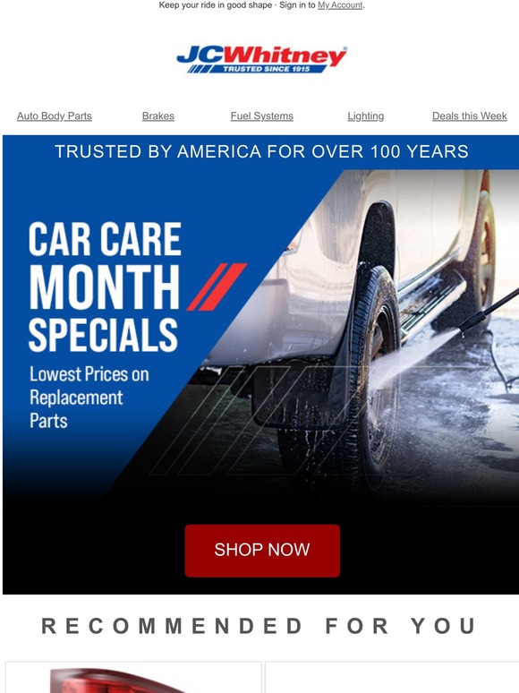 JC Whitney Get Replacement Auto Parts This Car Care Month! Milled