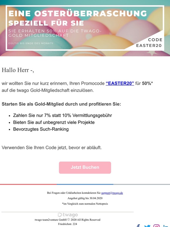 Herr -Vergessen Sie nicht Ihren Promocode einzulösen