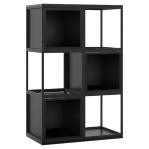 Black Mid Cube Storage with Open Boxes, Base and Top