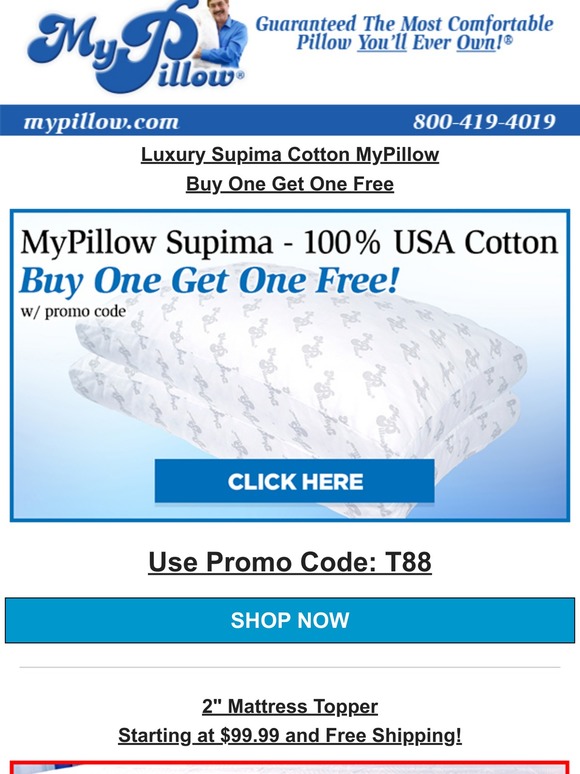 MyPillow Supima Cotton MyPillows Milled