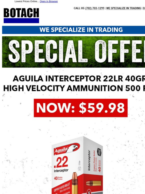 Botach Special Offer Aguila Interceptor 22LR 40gr High Velocity 