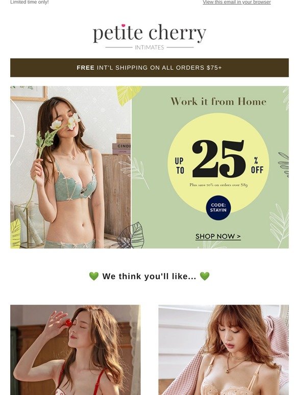 petitecherry.com: 🏡 Work it From Home: Up to 25% OFF Lingerie