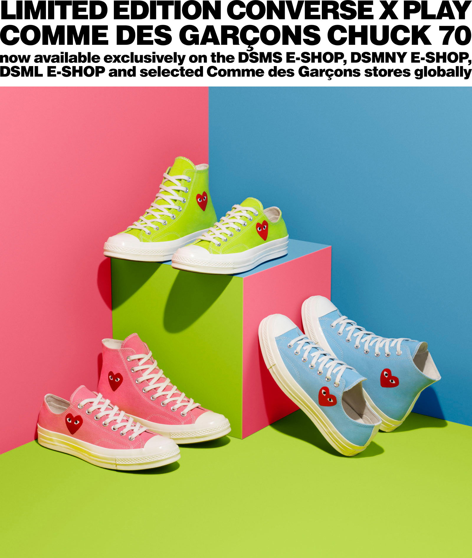 Dover Street Market: LIMITED CONVERSE X PLAY COMME DES GARÇONS CHUCK 70 NOW AVAILABLE THE DSMS E-SHOP | Milled