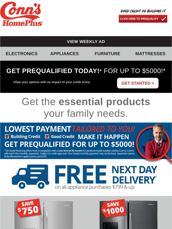 Conns Free Next Day Delivery On Appliances 799 Milled