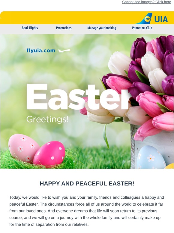 Happy Easter and information from the airline