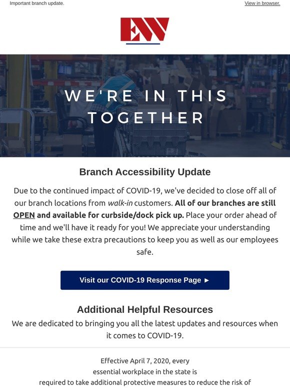 COVID-19 Branch Update & Helpful Resources