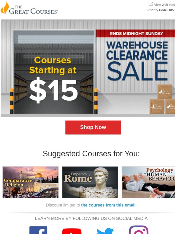 The Great Courses Warehouse Clearance Sale Courses Starting at 15