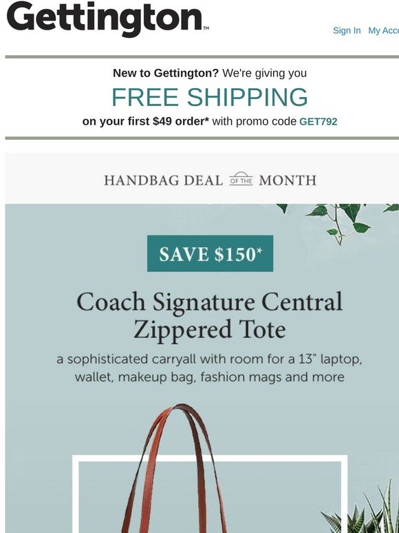 ​Only $220 for a Coach Signature zippered tote.