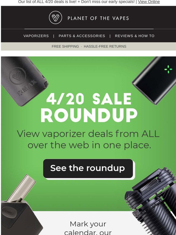Planet of the Vapes: 4/20 Sale Roundup 🟢 ALL Vape Deals in One Place