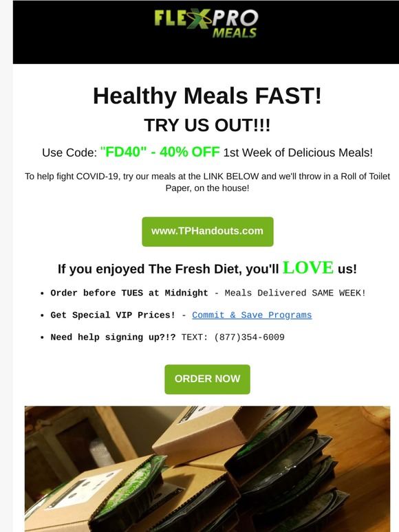 Try Us Out! - 40% OFF Healthy Meals Delivered