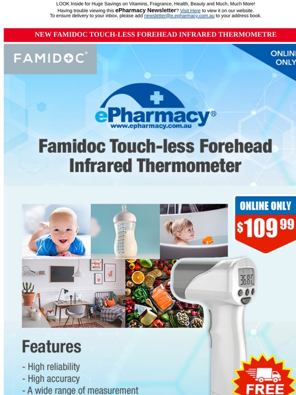ePharmacy NEW Famidoc Touchless Forehead Infrared Thermometer Milled