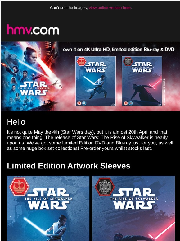 Hmv Ie Star Wars The Rise Of Skywalker Coming Soon Milled