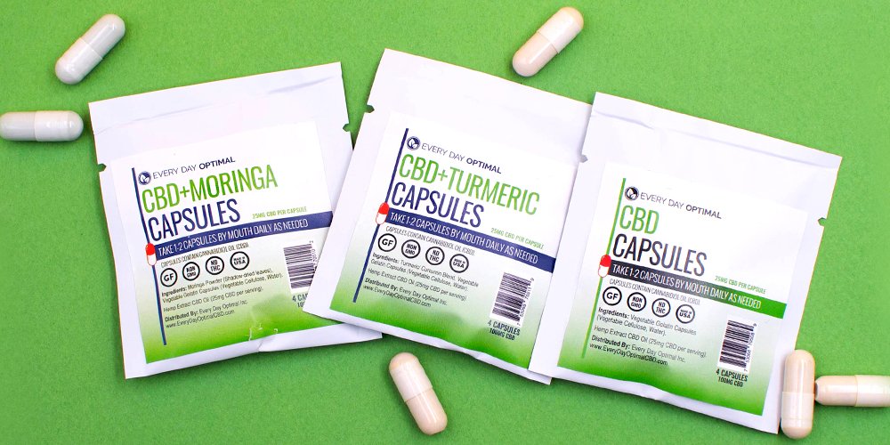 A photo of sample packs for 3 different best-selling CBD products by Every Day Optimal CBD