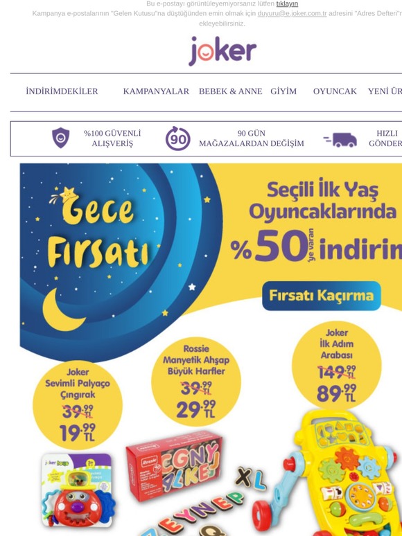Gece Fırsatı Başladı! | Seçili İlk Yaş Oyuncaklarında %50'ye Varan İndirim!