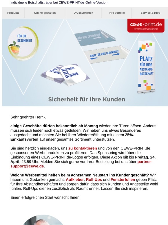Was Sie für die Wiedereröffnung brauchen, Herr -