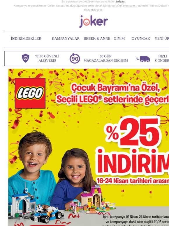 Çocuk Bayramı'na Özel Seçili Lego Setlerinde Net %25 İndirim!