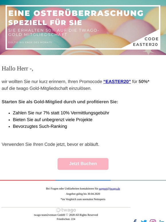 Herr -Vergessen Sie nicht Ihren Promocode einzulösen